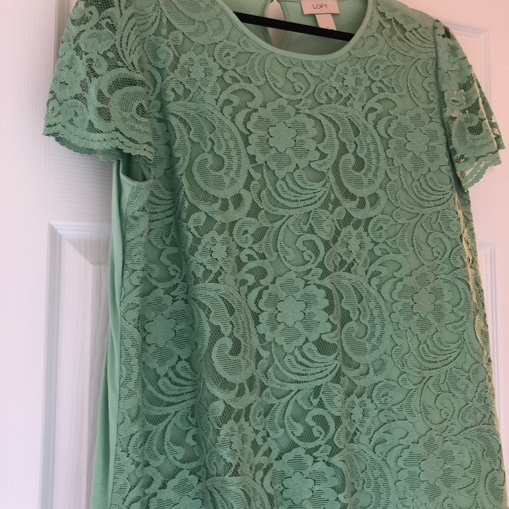 Green lace loft blouse